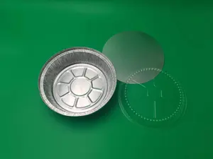 Platos Bandeja de comida desechable Contenedores de aluminio para llevar Embalaje Placa de papel de aluminio redonda 7/8/9 pulgadas Soporte OEM PET Aceptar