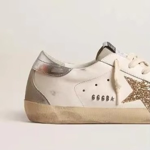 Italia Sneaker High Casual Shoes para mujer Super Star Suede Sequined Leopard Print White Doold Dirty Classic Leather Shoes - Product Image 1