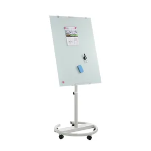 New Design Office And School Adjustable Free Standing Glass Flip Chart Magnetic White Board