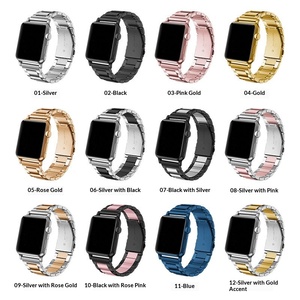 Bracelet de montre Upro en or rose pour Apple Watch Classic, bracelet en acier inoxydable massif à trois maillons, compatible avec les séries 8 et 7, 45 mm et 41 mm - Product Image 3
