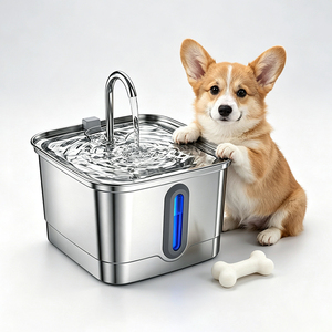 Fontaine à eau pour animaux de compagnie en acier inoxydable à marque privée avec bac à eau amovible - Product Image 1