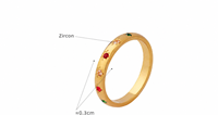 Bague géométrique en acier inoxydable plaqué or 18 carats avec zircon, minimaliste, hypoallergénique, résistante à l'eau, bijou quotidien pour femme