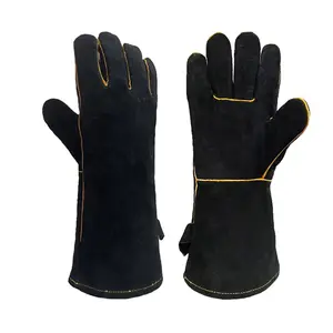 قفازات Oven Mittens 250 درجة مقاومة للحرارة ضد الحريق ضد الطعن ضد الجروح أثناء اللحام أثناء الطبخ قفازات جلدية مطبخ للحفلات والشواء