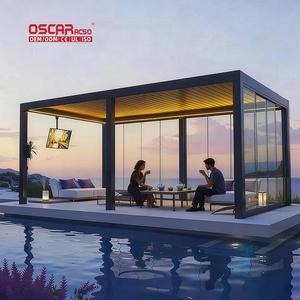 Pergola bioclimatique automatique et manuelle ignifuge 3x4m pour jardin, patio, cour arrière, avec <span class=keywords><strong>profil</strong></span>és de lames en aluminium - Product Image 1