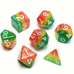Set di dadi da gioco in resina acrilica poliedrica per adulti con bordo rotondo personalizzato arcobaleno - Product Image 1