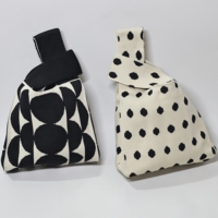 Sac à main ouvert en polyester tricoté doux et petit, tendance, personnalisable, décontracté, sac de poignet pour femmes, mini sac à main