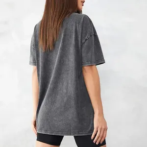 <span class=keywords><strong>T</strong></span>-<span class=keywords><strong>shirt</strong></span> Oversize Femme Noir Gris à Manches Courtes Style BF High Street Délavé à l'Acide – Fabrication Personnalisée à Prix Abordable - Product Image 4