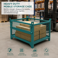 Cage à palettes en acier galvanisé robuste, capacité de charge 1000 kg, porte rabattable, base pour chariot élévateur, pour stockage industriel en entrepôt