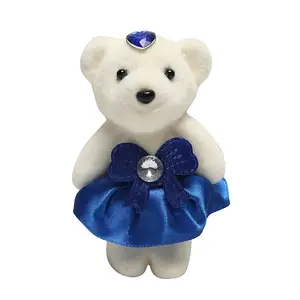 15 Design Teddy Bear Keychain Plush Toy 11cm Mini Teddy Bear Keyring Soft Toy Keychain Stuffed Bear With Dress Wedding Keychain