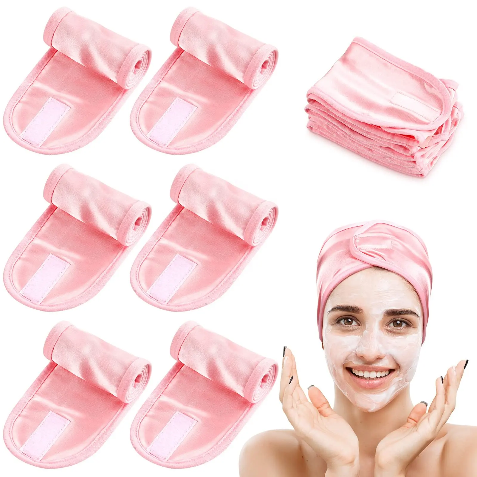 Bandeau en Satin pour le visage enveloppes de cheveux en soie pour les femmes laver le visage bandeau de Spa réglable pour bandeau de sommeil