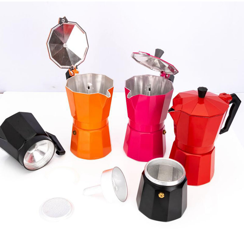 Benutzer definierte Logo Farbe Aluminium Moka Pot Kahve Herd Italienische Kaffee maschine Mokka Pot