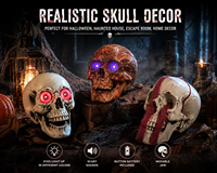 Crânes grandeur nature pour Halloween, accessoires effrayants en plastique, tête d'os humain pour maison hantée et fête