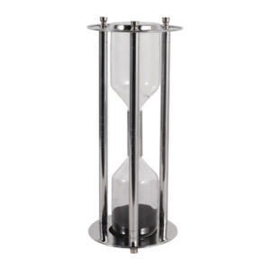 Clessidra Cilindrica in Metallo e Vetro, Decorazione d'Arredo per Bagno, Ufficio, Soggiorno, Esposizione su Scaffale - Product Image 1