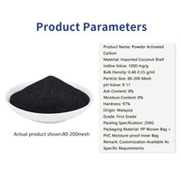 Charbon actif en poudre de coque de noix de coco importé de Malaisie, faible teneur en poussière, charbon vierge, marque Malaya, pureté 95 % pour la récupération des solvants