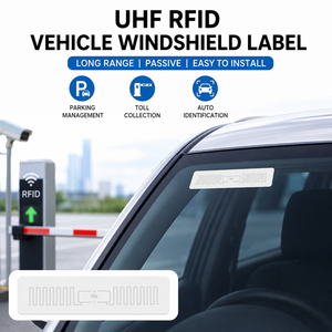 Passive Long Range UHF RFID Vehicle Windshield Label for Parking Management Toll Collection and Auto Identification - Product Image 1