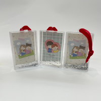 Cadres liquides scintillants suspendus en gros avec corde, logo personnalisé, cadre d'ornement liquide promotionnel de Noël avec cordon pour la décoration des fêtes