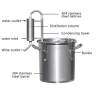 Distillateur à fleurs en acier inoxydable 304 de 20 L, extracteur d'huile essentielle, équipement de distillation de vin et de brandy