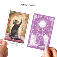 Vente en gros personnalisée Tarot chat mignon 78 pages impression et emballage de cartes de tarot avec guide jeu de tarot à bords dorés/argentés