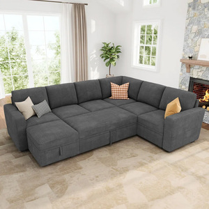 Divano Letto in Microfibra dal Design Moderno, Multifunzionale con Letto Estraibile <span class=keywords><strong>per</strong></span> Soggiorno - Product Image 1