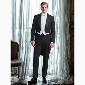 Costume de Mariage Homme Style Italien Col Cranté Respirant Deux Pièces (Veste + Pantalon) – Smoking à Longue Traîne pour Garçons d'Honneur - Product Image 1