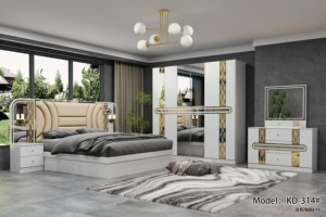 King Size Wood Bed <strong>Wardrobe</strong> <strong>Closet</strong> Sets Luxury Queen Beds Dresser Bedroom Furniture Se - Product Image 4