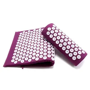 Purple Acupressure Mat and Pillow Set, with Bag and Pillow for Treatment of Systematic Pain and Tensions, Wellness Relaxation