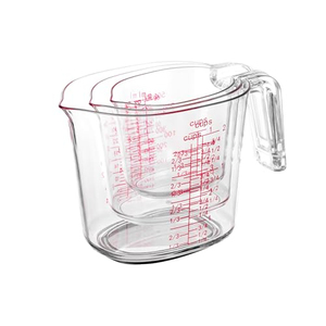 Juego de 3 Tazas Medidoras de Plástico PP de Grado Alimenticio Ecológicas, 250 ml/500 ml/1000 ml, Multiusos, Duraderas, para Cocina, Personalizables - Product Image 1