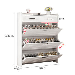 Wholesale European Modern Design Luxury Three Layer Wood <strong>Shoe</strong> Cabinet Living Room Entrance Villa <strong>White</strong> Flip Top <strong>Storage</strong> - Product Image 3
