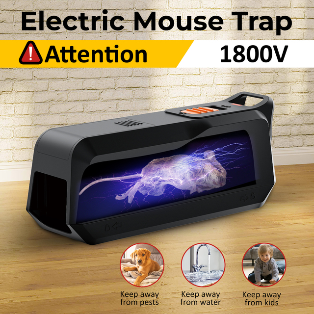 Electric Mouse Trap 1800V High Voltage Indoor Home Rodent Killer Safe for Pet Kid