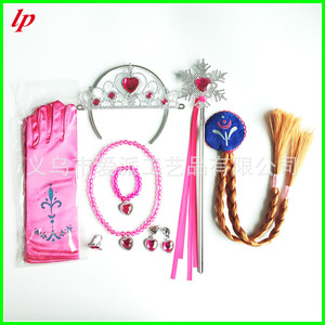 Frozen Princess Crown Snowflake Wand Gloves Necklace Bracelet Ring Earrings <b>Wig</b> <b>Braid</b> Set LPP4635 - Product Image 3