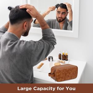 Trousse de Toilette <span class=keywords><strong>Homme</strong></span> de Voyage Luxe Vintage avec Logo Personnalisé, Double Couche, Poignée, en <span class=keywords><strong>Cuir</strong></span> PU Imperméable, <span class=keywords><strong>Sac</strong></span> Suspendu - Product Image 6