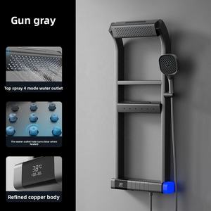 <span class=keywords><strong>Gockel</strong></span> 现代 360 度 LED 数字显示恒温淋浴板黄铜浴室淋浴套装钢琴键陶瓷雨淋喷头 - Product Image 1