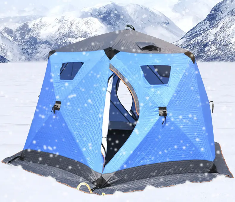 Firstents tenda da esterno personalizzata Warm Portable Ice Fishing Shelter 3-4 persone Pop-Up tenda da pesca sul ghiaccio con stufa