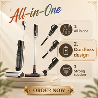 Aspirateur portable 5-en-1 sans fil pour maison et voiture, moteur sans balais, filtre HEPA, auto-nettoyant, écran LED