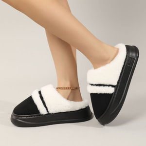 Pantoufles en coton pour femmes seniors, semelle antidérapante en TPR, faciles à mettre et à enlever, pour l'hiver à la maison - Product Image 5