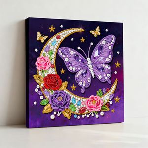 Kit de peinture perlée 5D DIY LS, peinture de papillons sur <span class=keywords><strong>toile</strong></span>, perles rondes demi-perles, ensemble de peinture artisanale <span class=keywords><strong>avec</strong></span> cadre - Product Image 4