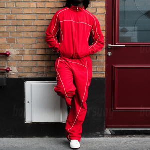 Custom Logo Sweatsuits Jogging Track Suits Sport Slim Fit Reflective Custom Men Plain Tracksuit Set Men's Sets - Product Image 1