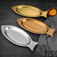 Platos para Pescado de Acero Inoxidable 304, Plato Ovalado Creativo para Barbacoa, para Cocina y Restaurante