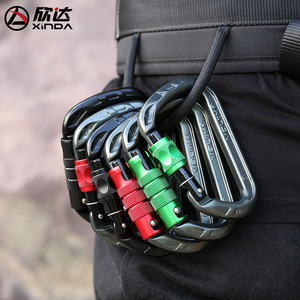 Xinda D-Type Climbing Carabiner 7.6x11.7cm Aluminum Alloy <b>Threaded</b> Locking Outdoor Mountaineering Safety Buckle - Product Image 4