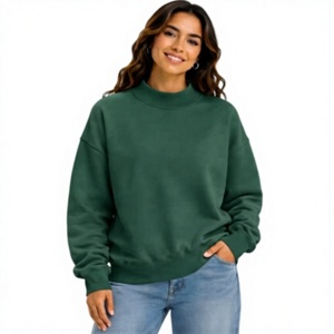 Sweat-shirt personnalisé pour femmes très demandé, couleur unie, col montant, 100% coton, grande taille, design sans doublure - Product Image 1