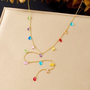 Exquisite Colorful Water-Drop Tassel Pendant Necklace Stainless Steel Lariat Y-shaped Necklace for Women Jewelry Party Gift - Product Image 1