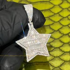 Baguette Cut Lab Grown Diamonds en Vvs Clarity 925 Sterling Silver Star Fine Jewelry Colgantes y dijes para unisex - Product Image 1