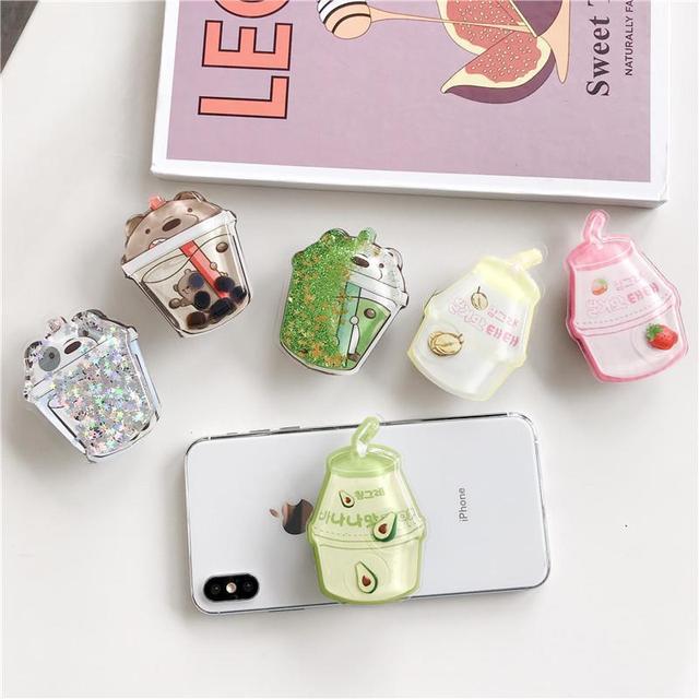 Promotional Sublimation Cute Acrylic UV Printing Liquid Quicksand Magnetic Phone Accessories Holders Grips Poppings Sockets