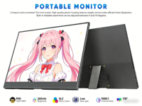 Monitor Portátil Táctil IPS de 15.6 Pulgadas, 1920x1080 FHD, 60Hz, Diseño Ultra Delgado, Altavoces Integrados, Soporte Plegable para Hogar, Oficina y Juegos