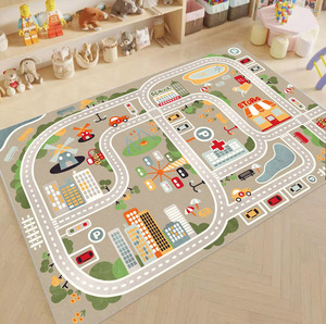 Enfants Parking Trafic Jouer Garçon Voiture Bande Dessinée Route Piste Tapis Allée Tapis De Sol - Product Image 1