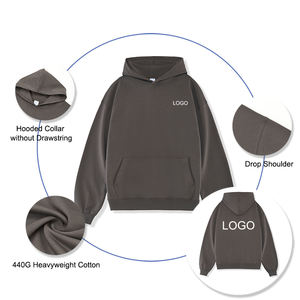 Sweats à capuche imprimés bouffants Sweats à capuche en éponge française en poly coton lourd-Sweatshirts à capuche unis imprimés numériques 440GSM Logo personnalisé - Product Image 2