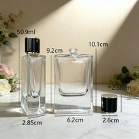 Flacon pulvérisateur de parfum de luxe 50 ml en verre transparent haut de gamme, atomiseur vide personnalisé, flacons de parfum à fine brume avec boîte