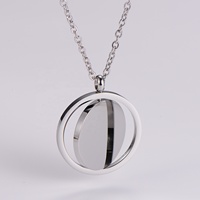 COOL vente en gros de 18K PVD plaqué or en acier inoxydable collier à médaillon photo chaîne à maillons tendance cadeau de bricolage avec pendentif rond vierge