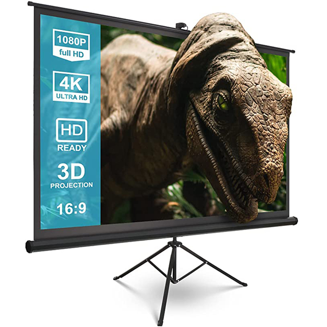 Portable 100-Inch 16:9 HD 4K Projector Screen Matte White Fabric with Carry Bag and Tripod for Indoor/Outdoor Home Theater Use