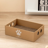 Boîte à gratter pour chat en papier kraft, lit pour chat rectangulaire en carton ondulé, grand salon de grattage anti-déchirure, cadeau de Noël personnalisé pour animaux de compagnie